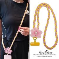 ราคา สองเท่า-โดเมน ตาข่ายดอกไม้โทรศัพท์มือถือเชือกเส้นเล็กหญิงข้ามร่างกายยาวสามสาระหางม้าถักสายรัดเดินทางกลางแจ้งปีนกระเป๋าโซ่เชือกกรณีโทรศัพท์กล้องด้านหลังสายคล้องไหล่เชือกทุ (53011732609)