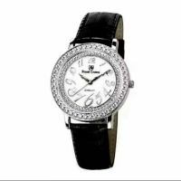ราคา Royal Crown นาฬิกาข้อมือผู้หญิง สายหนังแท้ ประดับเพชร cz อย่างดี รุ่น 3632M (Black) (4660578021)