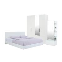 ราคา INDEX LIVING MALL ชุดห้องนอน รุ่นแมสซิโม่+แมกซี่ ขนาด 5 ฟุต (เตียงนอน(พื้นเตียงซี่)+ตู้เสื้อผ้า 4 บาน พร้อมกระจกเงา+โต๊ะเครื่องแป้ง) - สีขาว (22413181960)
