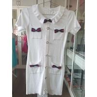 ราคา เดรสสีขาวไหมพรมติดโบว์Gucciน่ารัก (4667101538)