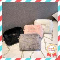ราคา ราคา - T308 MinMin Fur Square Sling Bag / Womens Bag / Womens Sling Bag / Slingbag W (24587716262)