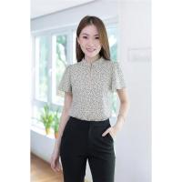ราคา Narinari : MT5941 Front Keyhole Butterfly Sleeve Blouse เสื้อแขนผีเสื้อ ผ่าหยดน้ำติดกระดุมกลม (28008467061)