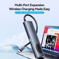 ราคา Vention 6-in-1 USB C Hub ไร้สายชาร์จ 5W Docking Station ประเภท C ถึง HDMI 4K@60Hz 100W PD 5Gbps USB 3.2 Gen 1 Multi Port สําหรับแล็ปท็อป MacBook iPad iPhone AirPods Pro 2 นาฬิกา (55959193267)