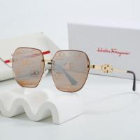 ราคา Salvatore Ferragamo แว่นกันแดดสุภาพสตรีกรอบโลหะไม่สม่ําเสมอ KK (41381658079)
