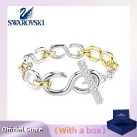 ราคา SWAROVSKI เครื่องประดับเงินแท้ ส925 (พร้อมกล่อง)สวารอฟสกี้ สร้อยข้อมือ เด็กซ์เทร่า มีตัดกลมและเข็มกลัดรูปตัว ที สีขาว (54510951334)