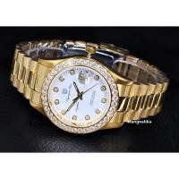 ราคา นาฬิกาผู้ชาย OP Olympia star sapphire Quartz รุ่น 893271 DK (ทองหน้าปัดสีขาว) (27490440042)