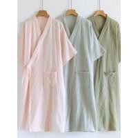 ราคา สไตล์ญี่ปุ่นครึ่งแขนกิโมโนเสื้อคลุมอาบน้ําผู้หญิงฤดูร้อนผ้าฝ้ายผ้าลินินผ้ากอซแขนสั้นเหงื่อนึ่งเสื้อผ้าผ้าฝ้ายแท้เครปบ้านกระโปรง (47761744095)