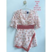 ราคา จั๊มสูทขาสั้น จั๊มสูทลายดอกแขนระบาย KARAT SIZE M (7990663079)