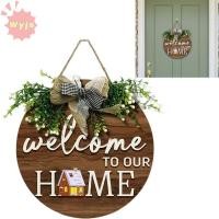 ราคา WYJS 2D รอบป้ายต้อนรับ,สไตล์ย้อนยุค 2D แบนรอบ Doorplate, Warm Home แขวนไม้กระดานประตูด้านหน้าตกแต่ง (43031698728)
