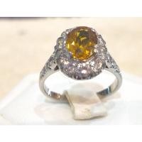 ราคา แหวนบุษราคัมล้อมเพชร ทอง 90 ชุบขาว (28623872225)