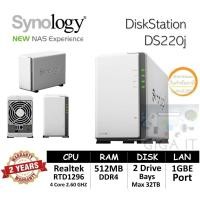 ราคา Synology NAS DiskStation รุ่น DS220j (HDD 2 Bay Max 32TB, Quad Core 1.4 GHz, 512MB DDR4) ประกัน 2 ปี (26215984059)