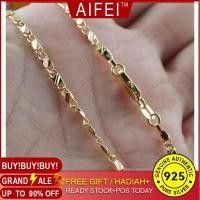 ราคา 24K สร้อยคอทองคำแฟชั่น แบบสั้น เส้นแบน (2348398362)