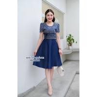 ราคา ชุดเดรสผ้าไทย ชุดทำงาน (สีกรมผ้าฝ้ายทั้งชุด) (29710446811)