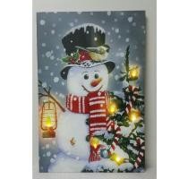 ราคา รูปภาพติดผนังมีไฟ LED ไฟเปิด -ปิดได้ ภาพตุ๊กตาหิมะ size 40x60 cm.(16435) (667472218)
