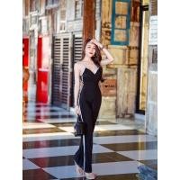 ราคา ชุดจั้มสูทสายเดี่ยวทูโทน ดำตัดขอบเทา (8686023399)