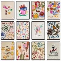 ราคา ภาพวาดผ้าใบกาแฟเบียร์และทาคอสอาหารเช้าคลับเชียร์ค๊อกเทลแก้วโปสเตอร์พิมพ์ภาพผนังศิลปะห้องตกแต่งบ้านของขวัญ รา0พี (54962043963)