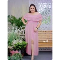 ราคา ชุดออกงานสาวอวบ อก40-48นิ้ว ชุดเดรสราตรี MAXI ระบายช่วงอก ผ้าชีฟอง Bigsize สาวอวบ ใส่สวยมากๆ (16888738504)