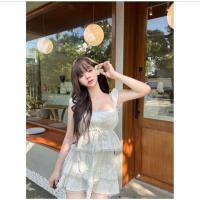 ราคา ส่งต่อ ใหม่มาก Nusa Style เสื้อสายเดี่ยวแขนตุ๊กตา ผูกโบว์หน้า (51661541988)