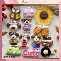 ราคา ชุดสติ๊กเกอร์ 13 ชิ้น เครื่องราง 3D พร้อมธีม Sunflower Dog พลาสติกแข็งติดรองเท้าแตะ Gamo Crocodile JB-448 (49858059039)