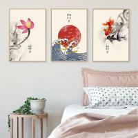 ราคา ผ้าใบจิตรกรรมแผ่นจีนฮวงจุ้ยหมึกภาพวาดปลาทองโลตัสผ้าใบพิมพ์ผนังศิลปะตกแต่งบ้านความงาม BKGW (48560787627)