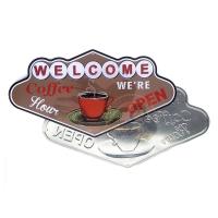 ราคา ป้ายสังกะสีวินเทจ ป้ายกาแฟ Welcome Coffee Hour, We are Open (ปั๊มนูน) (3616773685)