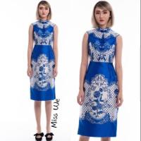 ราคา ชุดเดรสกี่เพ้า สีฟ้า (42805715106)