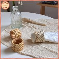 ราคา PUFANG 6 ประเภททอ Handmade ผ้าเช็ดปากแหวนทอ Rustic ผ้าเช็ดปากธรรมชาติผู้ถือแหวนตารางตกแต่งไม้อีสเตอร์หวายผ้าเช็ดปากแหวน Bule TH (50660611484)