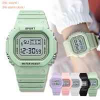 ราคา นาฬิกาข้อมือดิจิตอลทรงสี่เหลี่ยม Unisex สําหรับผู้หญิง กันน้ําสีลูกกวาด เวลาอิเล็กทรอนิกส์ของนักเรียนในสีเขียวและสีชมพู (24429339038)