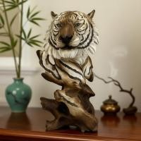 ราคา หัวเสือเรซิ่นสไตล์ลายไม้ – งานปั้นสัตว์ตกแต่งบ้าน ของขวัญสําหรับคนรักเสือและสัตว์ป่า (27294931425)