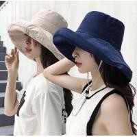 ราคา พร้อมส่ง หมวกแฟชั่นซัมเมอร์ปีกกว้าง มีสาย(มีหลายสี)ภ (1800658569)