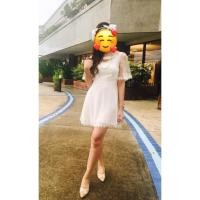 ราคา มือ2 เดรสสั้น ปาดไหล่ สีขาว แต่งลูกไม้ (54112000749)