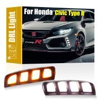 ราคา 2 ชิ้นกันชนหน้าสีขาว LED DRL ไฟวิ่งกลางวันพร้อมไฟเลี้ยวสําหรับ Honda Civic Type R 2016 2017 2018 2019 2020 (40425023861)