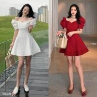 ราคา เดรสสั้นทรงบานสวิงสวย คอวีป้ายหน้า (5803895316)