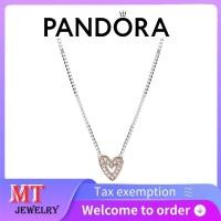 ราคา ขายร้อน 100% S925 เงินแท้คู่ของเครื่องประดับของผู้หญิง Pandora Sparkling Freehand Heart สร้อยคอ (46112260320)