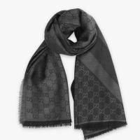 ราคา พร้อมส่ง แท้ IMPORT NEW GUCCI Web Wool Silk Long Scarf ผ้าคลุ่มไหล่ ผ้าพันคอ UNISEX Two Tone สีเทาดำ ITALY (25314837680)