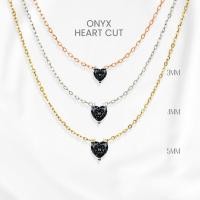 ราคา สร้อยคอนิลดำแท้ (Onyx) หัวใจคลาสสิก เงินแท้ 925 ชุบทองคำขาว/ทอง /โรสโกลด์ จี้พลอย GEORGE Jewelry (54554988011)