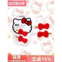 ราคา 2026 สินค้าใหม่ Hello Kitty กิ๊บติดผม Kitsch x Sanrio Joint Side Clip การ์ตูนน่ารัก All-Match กิ๊บติดผมสีแดง20260508 (26144780872)