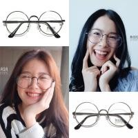 ราคา แว่นตาแฟชั่น ทรงกลม สีเงิน , สีดำ พร้อมส่ง ของอยู่ไทย แว่นตาวินเทจ แว่นกรองแสง ตัดแสงฟ้า UV400 (6113580703)