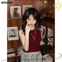 ราคา เสื้อครอป นิโคโลโล เสื้อแขนกุดผ้าฝ้ายสีแดงไวน์ฟิตติ้งแน่นคุณภาพสูงเสื้อกล้าม ฮอทตี้ สง่างาม ฤดูร้อน (47209834156)