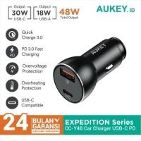 ราคา Aukey Car Charger CC-Y48 48W Dual Port USB Type A & C 30w 18w PD QC (40674554597)