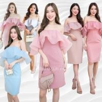 ราคา เดรสสั้นแต่งผ้าแก้วปิดแขน-219 (29312655698)