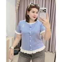 ราคา เสื้อไหมพรม กระดุม ปักดอกไม้ สาวอวบ สาวพลัสไซร้ ป้ายกะรัต Karat (43117686161)