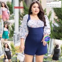 ราคา จั้มสูท สาวอวบ เสื้อผ้า คนอ้วน ผ้าวูลเวฟ ชุดเซท ฟรีไซส์ 2XL-3XL ชุดผู้หญิง เสื้อผ้าคนอ้วน DMJ036 (12190589062)