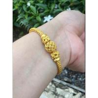 ราคา สร้อยข้อมือฟ้อกกลมคั่นตุ้มตอกลายพิกุลคั่นดอกแก้ว1บ.เนื้อทองสวยมากทองหุ้มฟรีกล่องฟรีตะขอ (25441453571)