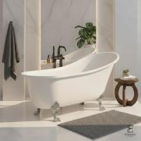 ราคา El bano อ่างอาบน้ำวางลอย ขาสิงห์ สีขาวออฟไวท์ ขนาด 150*75*84 ซม. (ราคาเฉพาะอ่างไม่รวมอุปกรณ์) (7764727346)