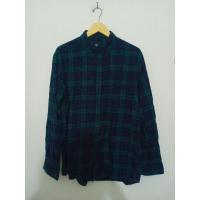 ราคา Hijau KEMEJA เสื้อเชิ้ตผ้าสักหลาดลายสก๊อตสีเขียว (24522806685)