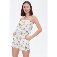 ราคา Forever21 จั้มเกาะอกสีขาว ลายดอก มีกระเป๋า เอวยืด (13445909747)
