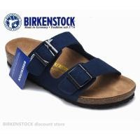 ราคา Birkenstock Arizona Mens/Female Classic Cork Navy Blue Anti-fur รองเท้าแตะรองเท้าชายหาด 34-46 (54908555351)