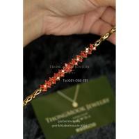 ราคา สร้อยข้อมือพลอยดอกไม้แดง ทองโคลนนิ่ง ทองชุบ ทองปลอมเหมือนแท้ คุณภาพสูงสุด (41707153875)