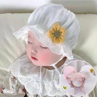 ราคา [พร้อมส่งจากไทย] หมวกเด็กผู้หญิง ผ้าฝ้าย ระบายลูกไม้ มีสายผูกคาง (577687304)